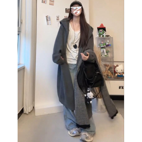 慵嬾風高級感毛衣外套女2026新款長款寬鬆針織開衫韓系秋冬季穿搭