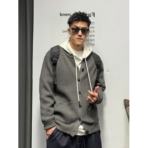 美式輕熟風休閒開衫毛衣男春秋潮牌潮流高級感男裝純色針織衫外套 美式輕熟風休閒開衫毛衣男春秋潮牌潮流高級感男裝純色針織衫外套