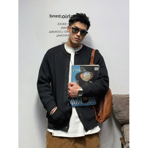 美式輕熟風休閒開衫毛衣男春秋潮牌潮流高級感男裝純色針織衫外套 美式輕熟風休閒開衫毛衣男春秋潮牌潮流高級感男裝純色針織衫外套