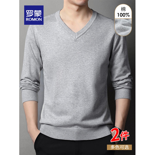 羅矇針織衫男士秋季新款青年商務休閒百搭長袖V領套頭毛衣打底衫 羅矇針織衫男士秋季新款青年商務休閒百搭長袖V領套頭毛衣打底衫