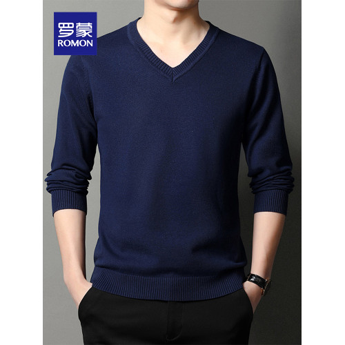 羅矇針織衫男士秋季新款青年商務休閒百搭長袖V領套頭毛衣打底衫 羅矇針織衫男士秋季新款青年商務休閒百搭長袖V領套頭毛衣打底衫