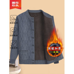 中老年爸爸開衫秋冬新款毛衣加絨針織衫老人男士外套爺爺保暖長袖