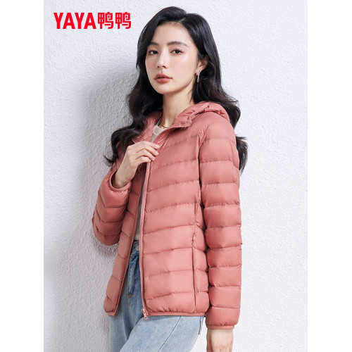 鴨鴨官方旗艦店輕薄款連帽羽絨服女冬新款輕便90鴨絨保暖內膽外套 鴨鴨官方旗艦店輕薄款連帽羽絨服女冬新款輕便90鴨絨保暖內膽外套