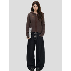 INSstudios 國潮牌美式「小熊耳朵連帽針織開衫」修身顯瘦毛衣女