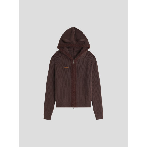 INSstudios 國潮牌美式「小熊耳朵連帽針織開衫」修身顯瘦毛衣女 INSstudios 國潮牌美式「小熊耳朵連帽針織開衫」修身顯瘦毛衣女