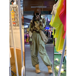 甜酷辣妹小個子毛衣女秋冬菱形格撞色針織衫高級感軟糯慵嬾風上衣