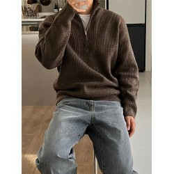 SSUMENAM「 半拉鍊高領 老錢風」毛衣男秋冬季輕奢高級保暖針織衫