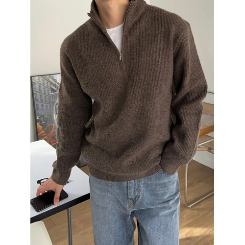 SSUMENAM「 半拉鍊高領 老錢風」毛衣男秋冬季輕奢高級保暖針織衫 SSUMENAM「 半拉鍊高領 老錢風」毛衣男秋冬季輕奢高級保暖針織衫