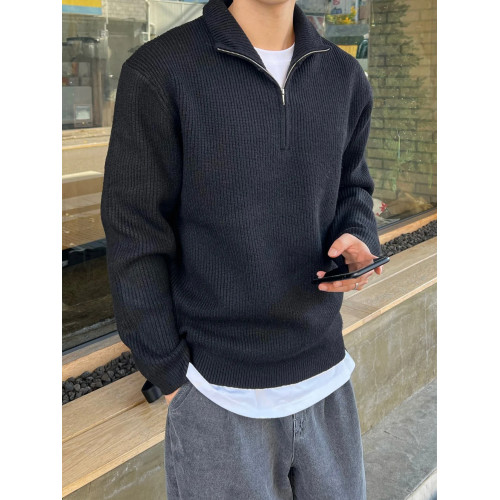 SSUMENAM「 半拉鍊高領 老錢風」毛衣男秋冬季輕奢高級保暖針織衫 SSUMENAM「 半拉鍊高領 老錢風」毛衣男秋冬季輕奢高級保暖針織衫