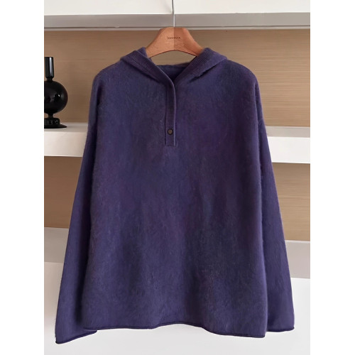 大碼女裝超好看紫色連帽毛衣內搭針織衫秋冬胖mm顯瘦打底長袖上衣