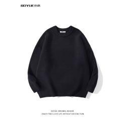 BOYUE帛躍日系簡約基礎款純色毛衣落肩休閒打底百搭男女針織衫潮