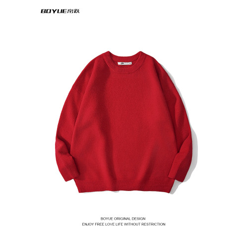 BOYUE帛躍日系簡約基礎款純色毛衣落肩休閒打底百搭男女針織衫潮 BOYUE帛躍日系簡約基礎款純色毛衣落肩休閒打底百搭男女針織衫潮