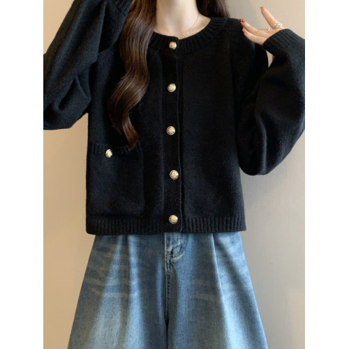 小香風毛衣開衫女2026新款外套春秋寬鬆慵嬾風針織衫短款上衣大碼