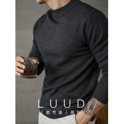 LUUD 半高領打底衫男秋冬保暖高級商務針織衫修身毛線衣中領內搭