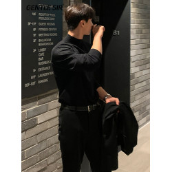 半高領毛衣男加厚慵嬾風中領打底秋冬春季潮流加絨內搭保暖針織衫