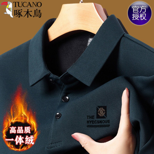 啄木鳥加絨男士長袖t恤秋冬款襯衫領商務休閒POLO衫男款大碼上衣 啄木鳥加絨男士長袖t恤秋冬款襯衫領商務休閒POLO衫男款大碼上衣