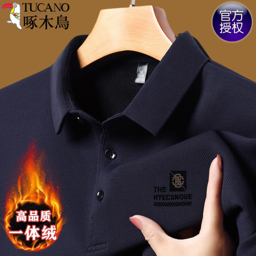 啄木鳥加絨男士長袖t恤秋冬款襯衫領商務休閒POLO衫男款大碼上衣 啄木鳥加絨男士長袖t恤秋冬款襯衫領商務休閒POLO衫男款大碼上衣