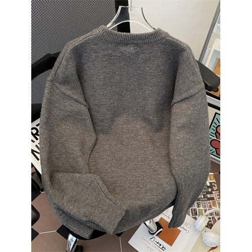 重磅深灰色亨利領毛衣男裝秋冬季潮牌高級感針織衫cleanfit打底衫