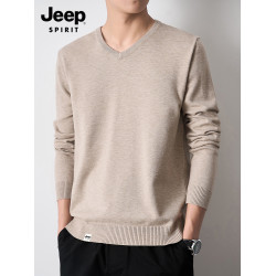 吉普v領毛衣男士打底衫秋季2025新款針織衫上衣長袖男裝爸爸線衣