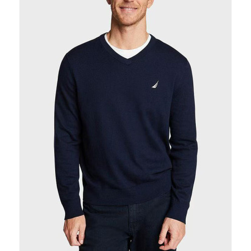 陽光家 秋冬新款歐美帆船家V領男裝長袖毛衣薄款針織衫大碼