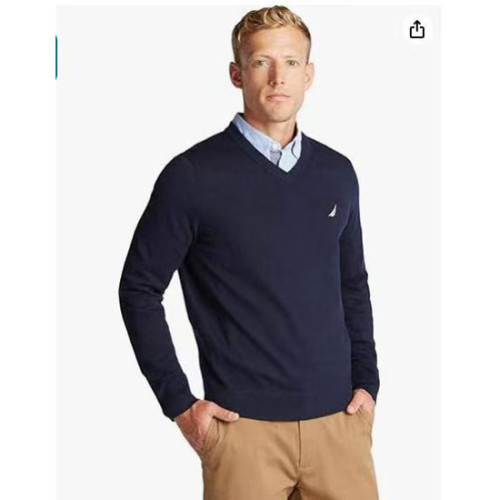 陽光家 秋冬新款歐美帆船家V領男裝長袖毛衣薄款針織衫大碼