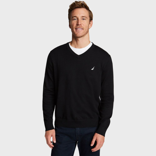 陽光家 秋冬新款歐美帆船家V領男裝長袖毛衣薄款針織衫大碼