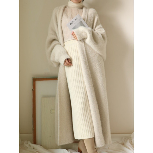 2024秋冬慵懶風寬松過膝加厚中長款水貂絨針織毛衣開衫外套大衣女 2024秋冬慵懶風寬松過膝加厚中長款水貂絨針織毛衣開衫外套大衣女