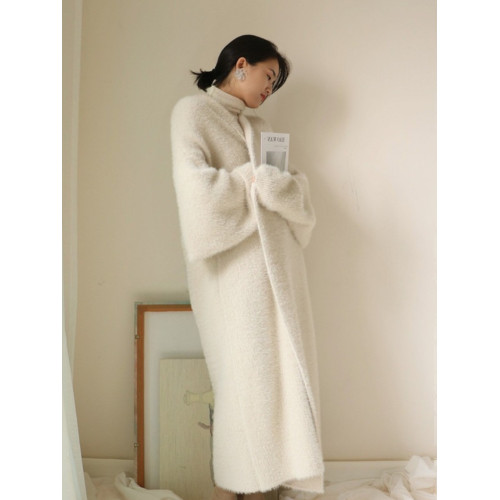 2024秋冬慵懶風寬松過膝加厚中長款水貂絨針織毛衣開衫外套大衣女 2024秋冬慵懶風寬松過膝加厚中長款水貂絨針織毛衣開衫外套大衣女