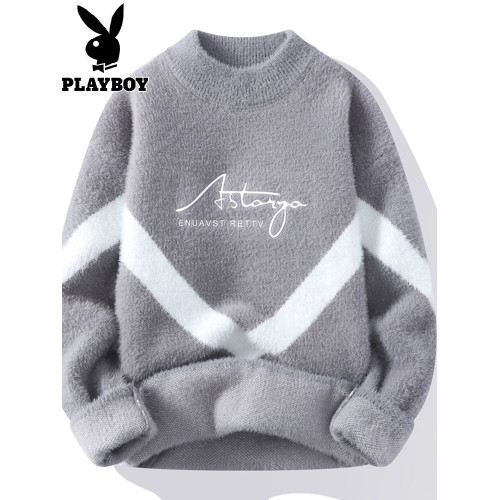 花花公子水貂絨毛衣男士冬季韓版加厚保暖圓領羊毛衫男潮流打底衫 花花公子水貂絨毛衣男士冬季韓版加厚保暖圓領羊毛衫男潮流打底衫