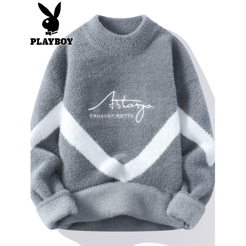 花花公子水貂絨毛衣男士冬季韓版加厚保暖圓領羊毛衫男潮流打底衫 花花公子水貂絨毛衣男士冬季韓版加厚保暖圓領羊毛衫男潮流打底衫