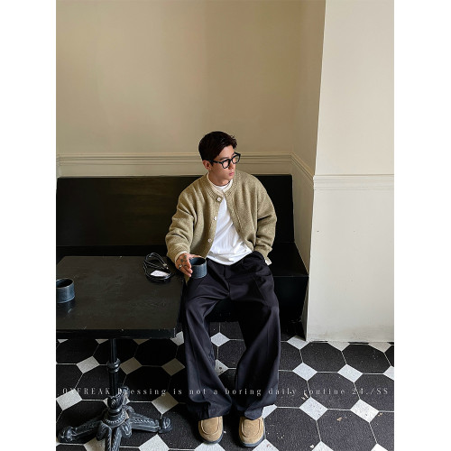 韓版假兩件老錢風開衫針織毛衣男士秋冬季寬松休閒痞帥保暖外套潮 韓版假兩件老錢風開衫針織毛衣男士秋冬季寬松休閒痞帥保暖外套潮