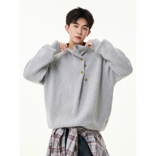 悟空有貨紐釦設計感半高領針織衫男秋季潮牌cleanfit小衆休閒毛衣 悟空有貨紐釦設計感半高領針織衫男秋季潮牌cleanfit小衆休閒毛衣