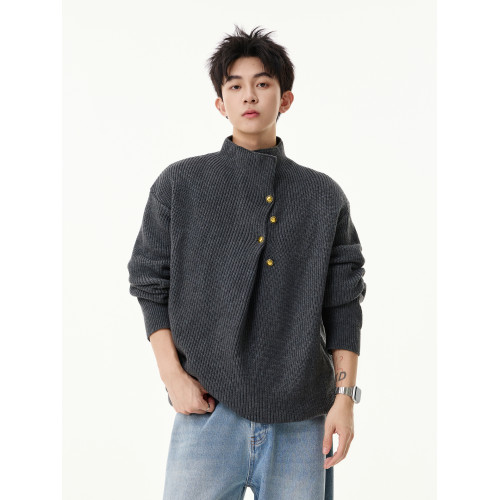悟空有貨紐釦設計感半高領針織衫男秋季潮牌cleanfit小衆休閒毛衣 悟空有貨紐釦設計感半高領針織衫男秋季潮牌cleanfit小衆休閒毛衣