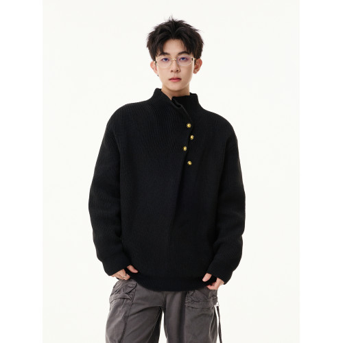 悟空有貨紐釦設計感半高領針織衫男秋季潮牌cleanfit小衆休閒毛衣 悟空有貨紐釦設計感半高領針織衫男秋季潮牌cleanfit小衆休閒毛衣