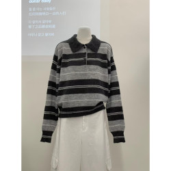 廣州十三行女裝～韓國2025新款馬海毛polo毛衣