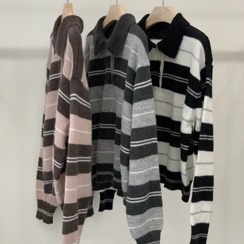 廣州十三行女裝~韓國2025新款馬海毛polo毛衣 廣州十三行女裝~韓國2025新款馬海毛polo毛衣