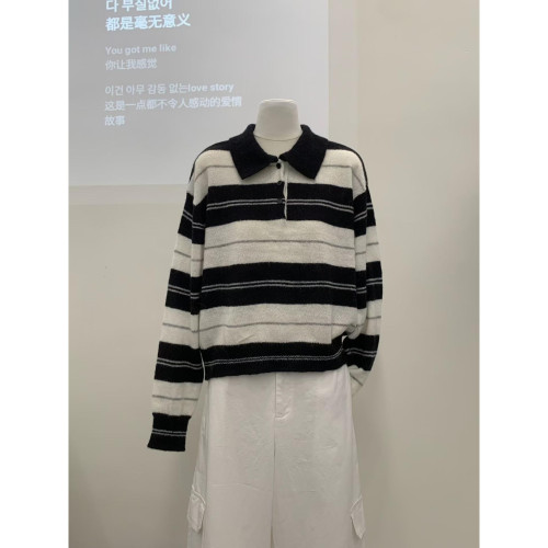 廣州十三行女裝~韓國2025新款馬海毛polo毛衣 廣州十三行女裝~韓國2025新款馬海毛polo毛衣