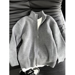 cleanfit灰色拉鍊毛衣男款秋冬慵嬾風加厚針織開衫外套高級感夾克