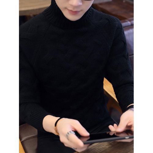 秋冬季毛衣男韓版修身男士高領針織衫加厚潮流青年上衣衫男線衣