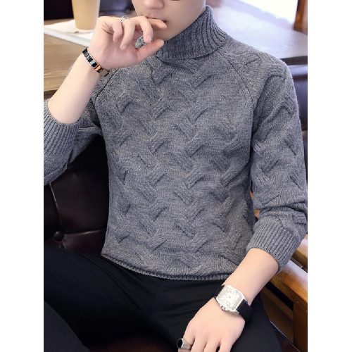 秋冬季毛衣男韓版修身男士高領針織衫加厚潮流青年上衣衫男線衣