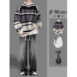 針織毛衣男秋冬季2024新款內搭打底韓系慵懶風青少年寬松線衣外套