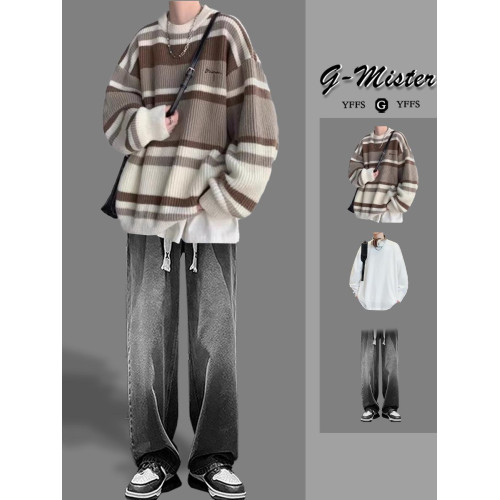 針織毛衣男秋冬季2024新款內搭打底韓系慵懶風青少年寬松線衣外套 針織毛衣男秋冬季2024新款內搭打底韓系慵懶風青少年寬松線衣外套