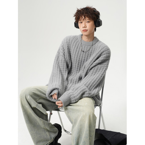 氛圍感情侶毛衣男女冬季美式聖誕麻花針織衫寬松加厚軟糯打底衫