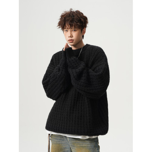 氛圍感情侶毛衣男女冬季美式聖誕麻花針織衫寬松加厚軟糯打底衫