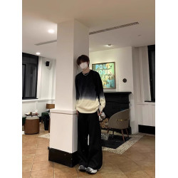 韓系慵懶風紥染漸變毛衣男冬季高級感痞帥針織衫美式男生圓領外套