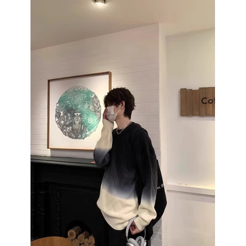 韓系慵懶風紥染漸變毛衣男冬季高級感痞帥針織衫美式男生圓領外套 韓系慵懶風紥染漸變毛衣男冬季高級感痞帥針織衫美式男生圓領外套