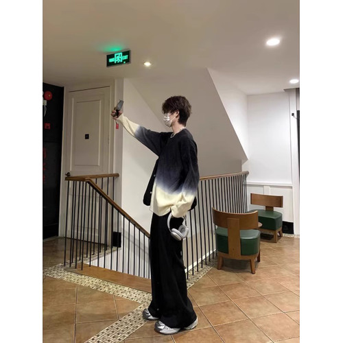 韓系慵懶風紥染漸變毛衣男冬季高級感痞帥針織衫美式男生圓領外套 韓系慵懶風紥染漸變毛衣男冬季高級感痞帥針織衫美式男生圓領外套