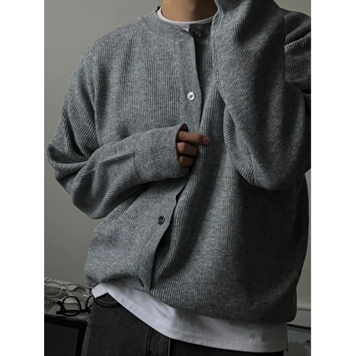 老錢風包芯紗針織開衫男圓領排釦長袖衛衣外套美式松弛感羊毛夾克 老錢風包芯紗針織開衫男圓領排釦長袖衛衣外套美式松弛感羊毛夾克
