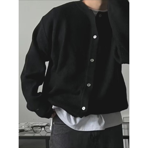 老錢風包芯紗針織開衫男圓領排釦長袖衛衣外套美式松弛感羊毛夾克 老錢風包芯紗針織開衫男圓領排釦長袖衛衣外套美式松弛感羊毛夾克