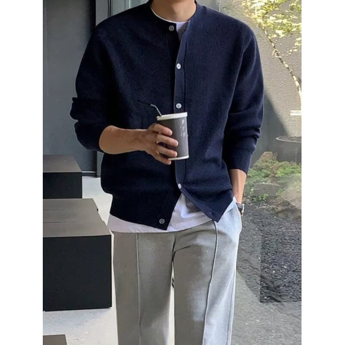 老錢風包芯紗針織開衫男圓領排釦長袖衛衣外套美式松弛感羊毛夾克 老錢風包芯紗針織開衫男圓領排釦長袖衛衣外套美式松弛感羊毛夾克